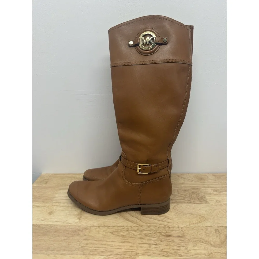 MICHAEL KORS Women's Stockard 10M‎ Cognac Brown Riding Equestrian Tall Boots #54